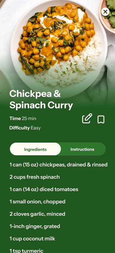 High fidelity app design for Dishable events page