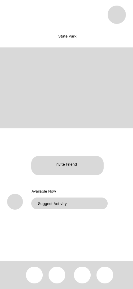 Low fidelity wireframe design for Reconnect app location details page