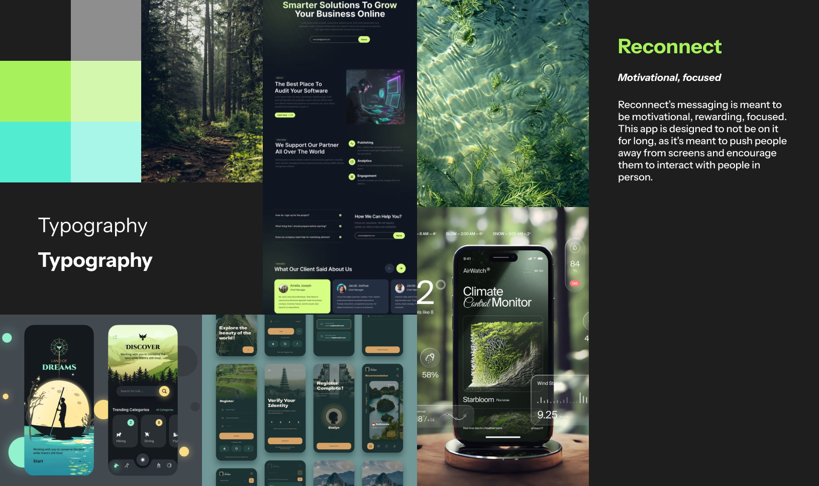 Visual moodboard for Reconnect App concept