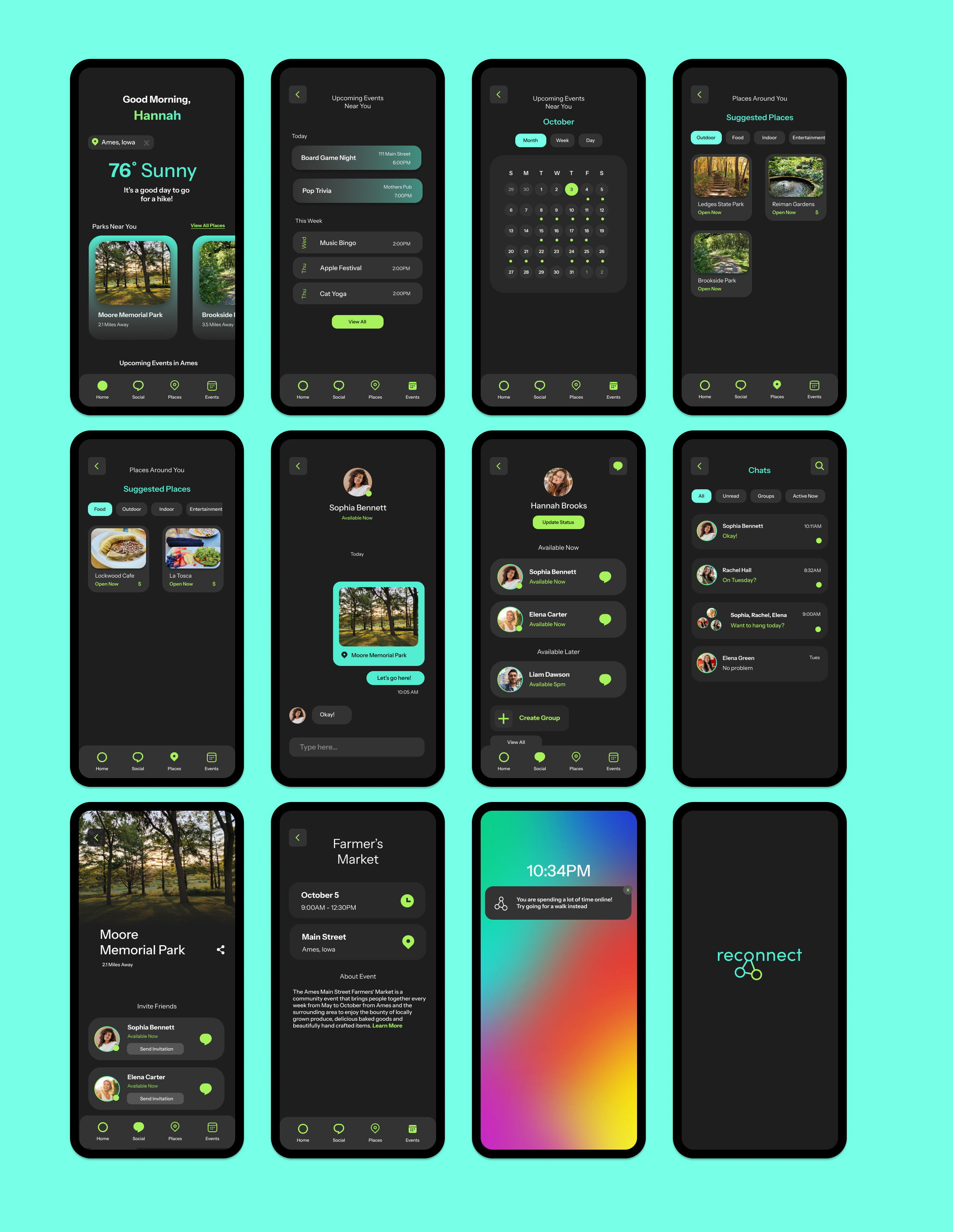 Reconnect app full mockup